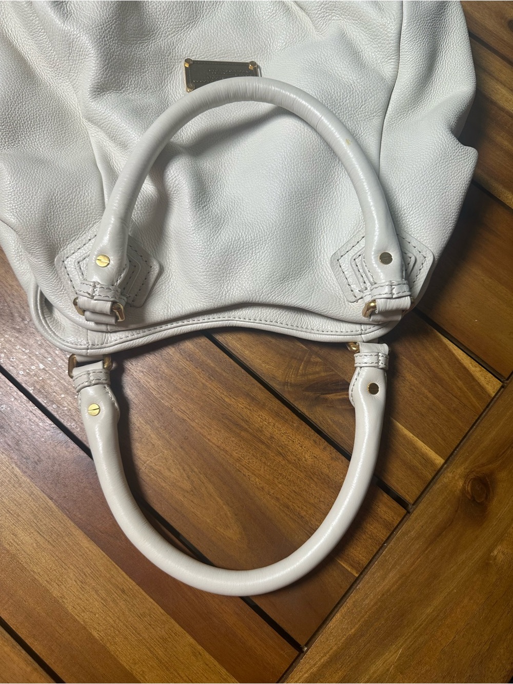 Marc by Marc Jacobs Classic Q Fran White Pebbled Leather with Gold Hardware Hobo - Picture 6 of 13